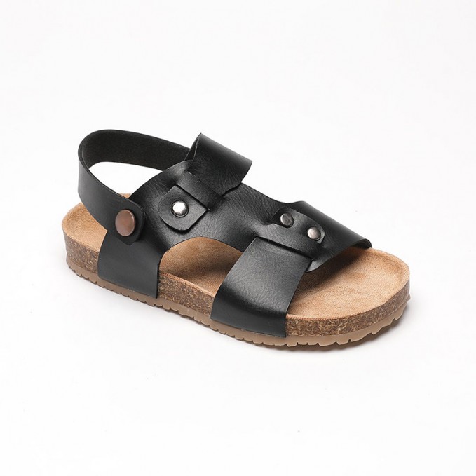 Durable leather cork-soled boys' sandals