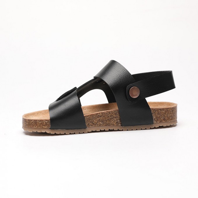 Durable leather cork-soled boys' sandals