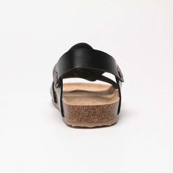 Durable leather cork-soled boys' sandals