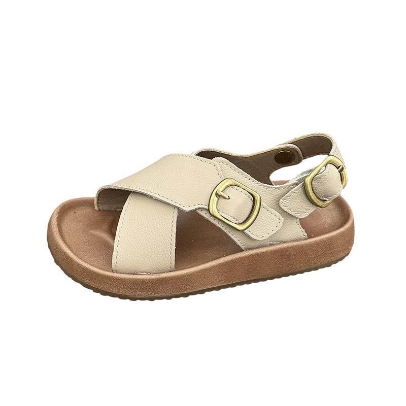 Simple genuine leather soft-soled boys' sandals