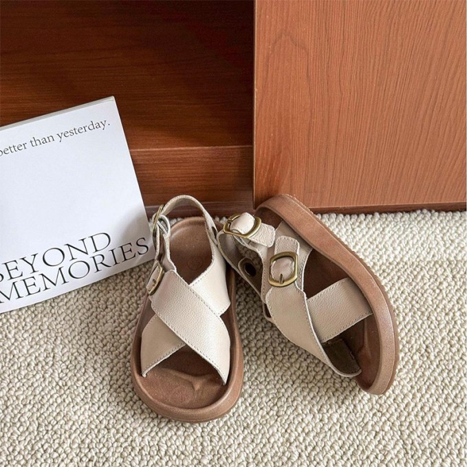 Simple genuine leather soft-soled boys' sandals