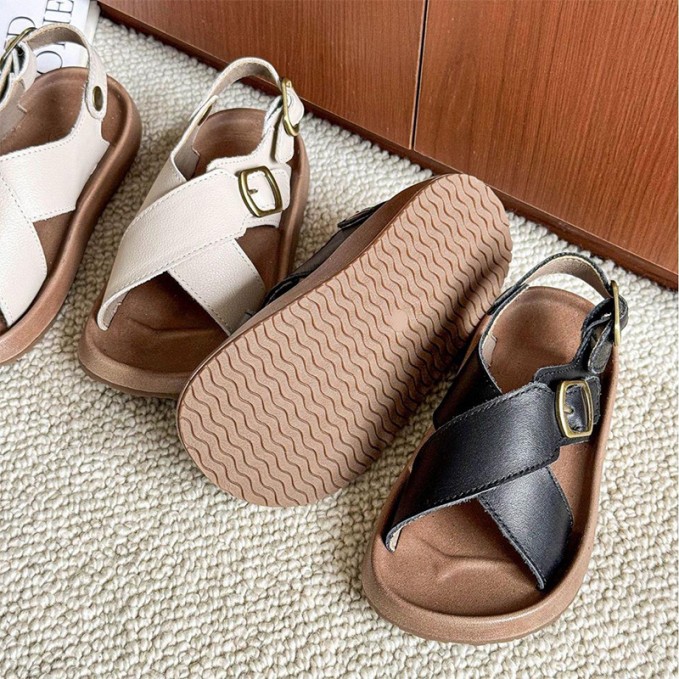 Simple genuine leather soft-soled boys' sandals