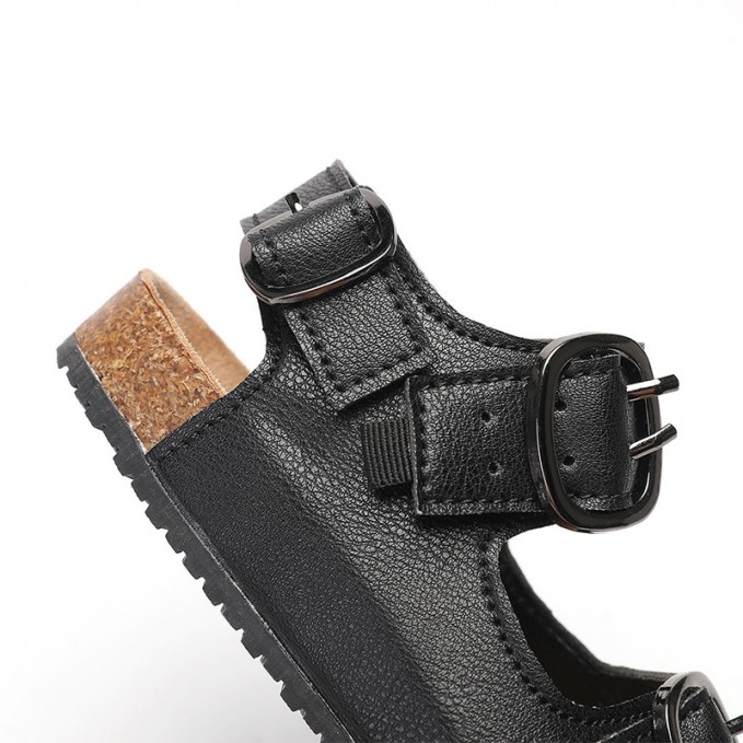 Fashion buckle decorated cork boys sandals
