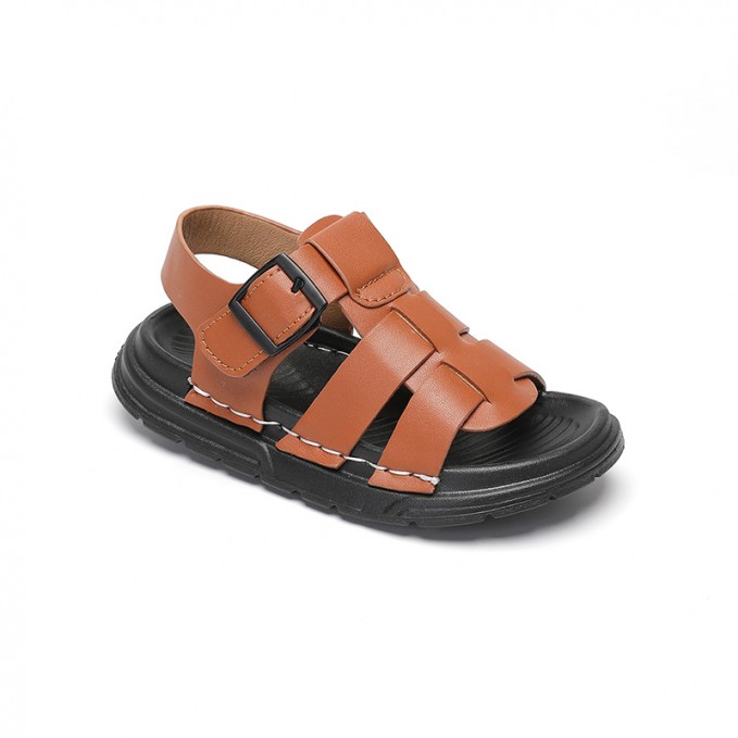 Full grain leather open toe boys sandals