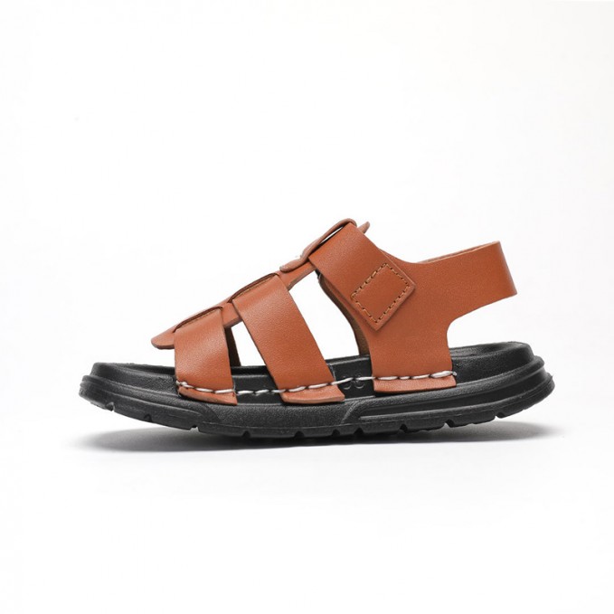 Full grain leather open toe boys sandals