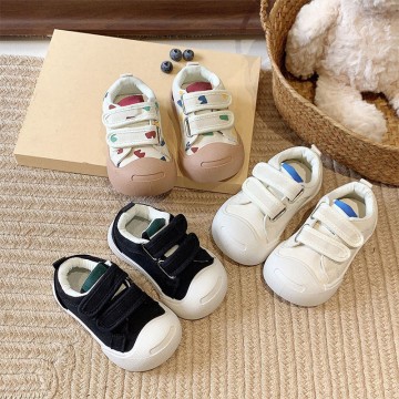Double velcro anti-slip canvas boys sports shoes