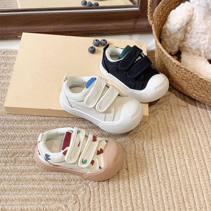 Double velcro anti-slip canvas boys sports shoes