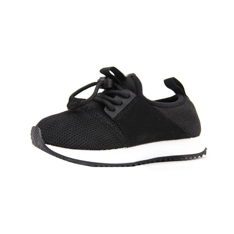 Black breathable knitted comfortable boys sneakers