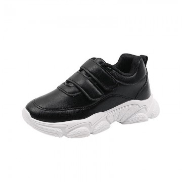 Black leather comfortable boys sneakers