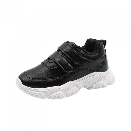 Black leather comfortable boys sneakers