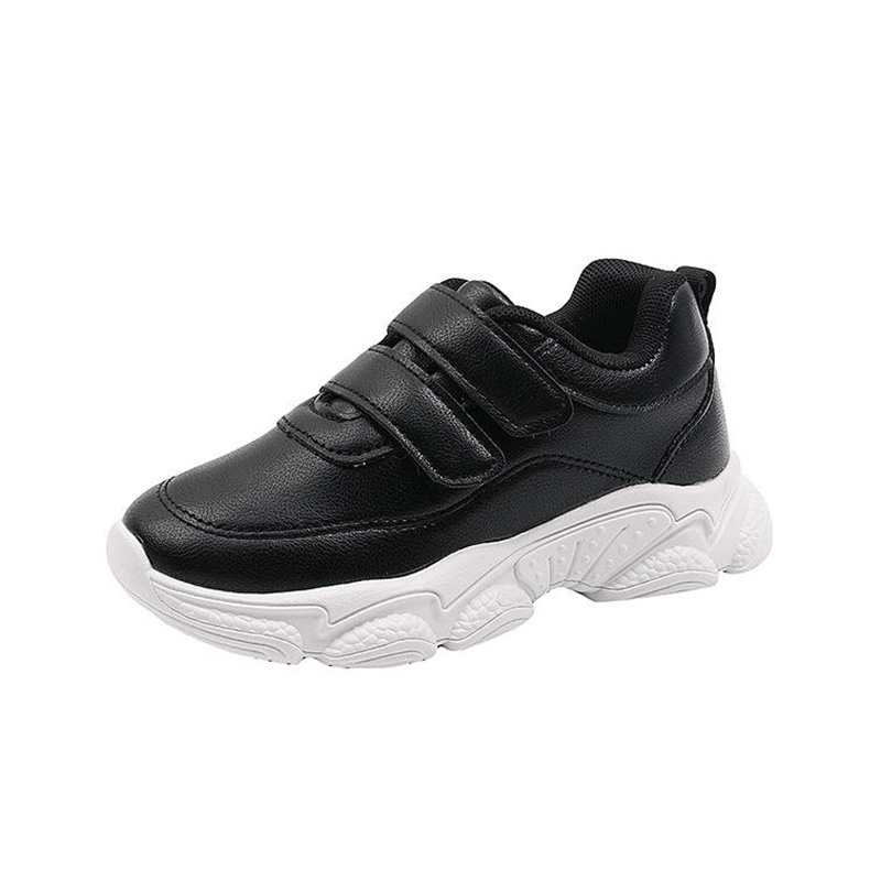 Black leather comfortable boys sneakers