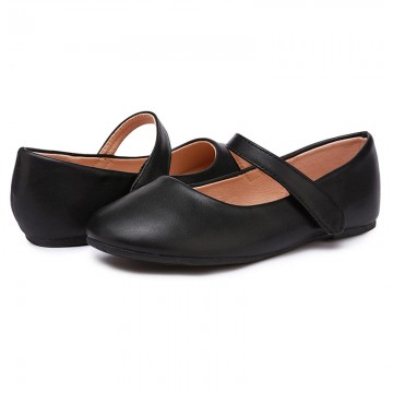 High quality black soft bottom non-slip girls leather shoes
