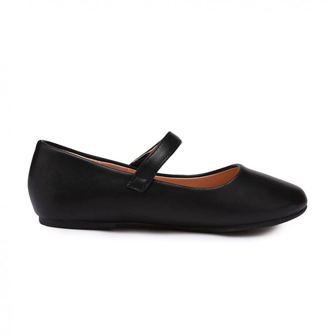 High quality black soft bottom non-slip girls leather shoes