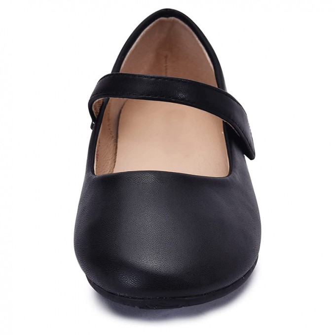 High quality black soft bottom non-slip girls leather shoes