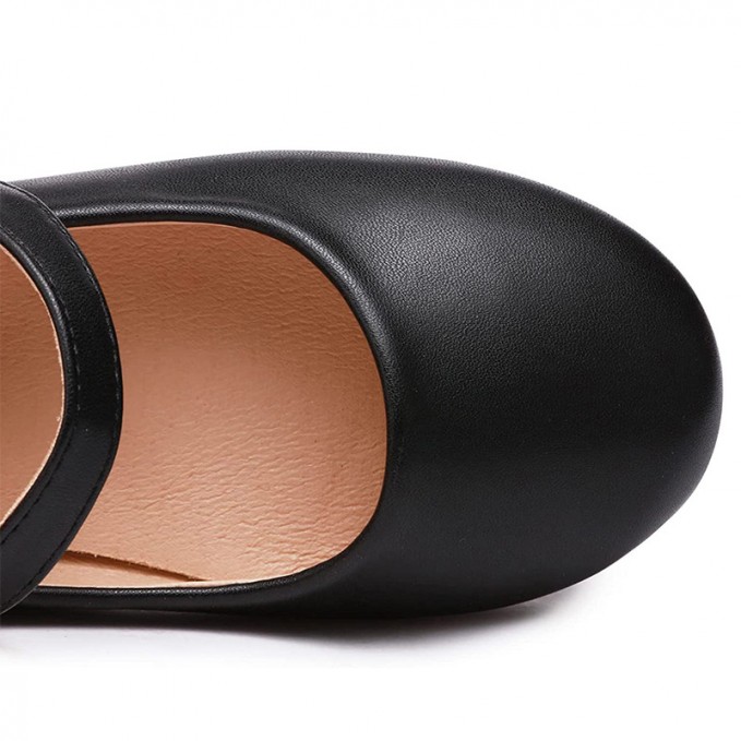 High quality black soft bottom non-slip girls leather shoes
