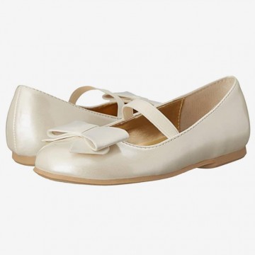 Elegant bow decoration non-slip girls' leather shoes