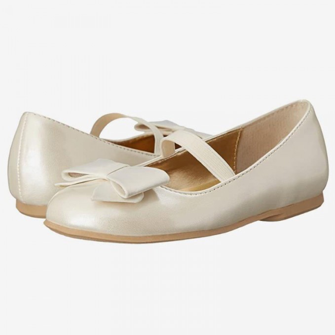 Elegant bow decoration non-slip girls' leather shoes