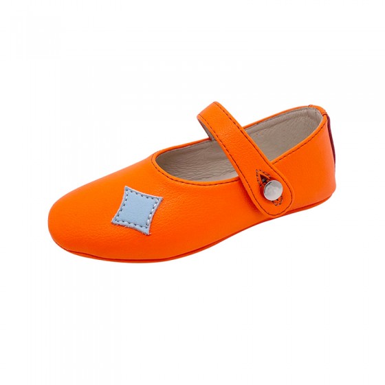 Patch decoration wear-resistant girls' leather shoes