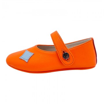 Patch decoration wear-resistant girls' leather shoes