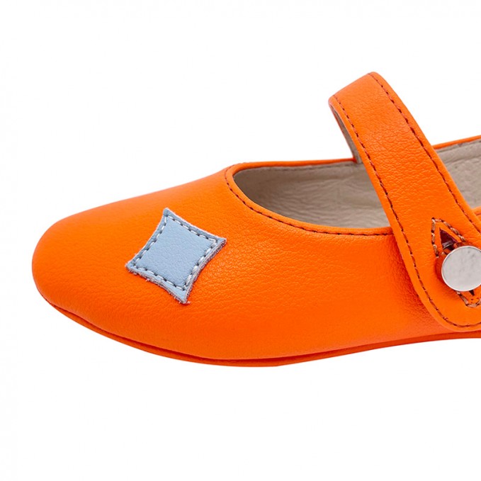 Patch decoration wear-resistant girls' leather shoes