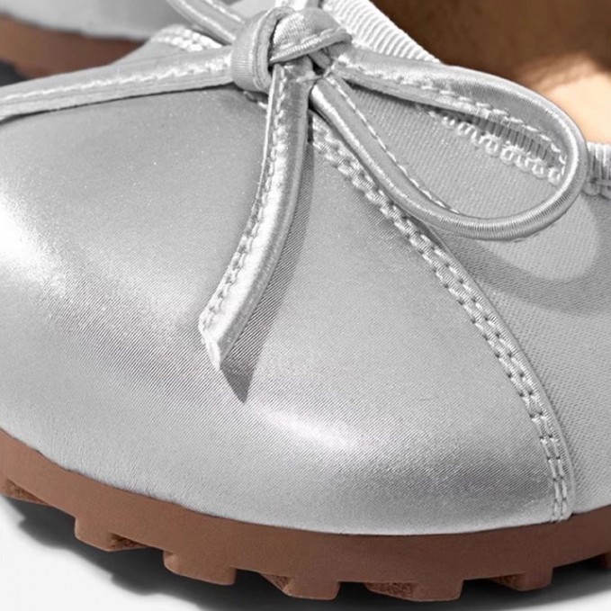 Bowknot decoration flat non-slip girls' leather shoes