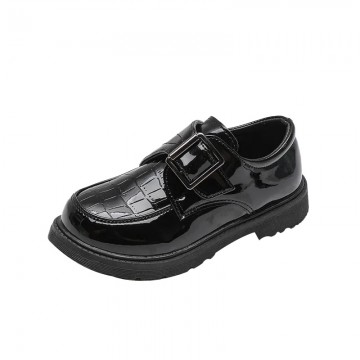Black glossy leather non-slip girls shoes