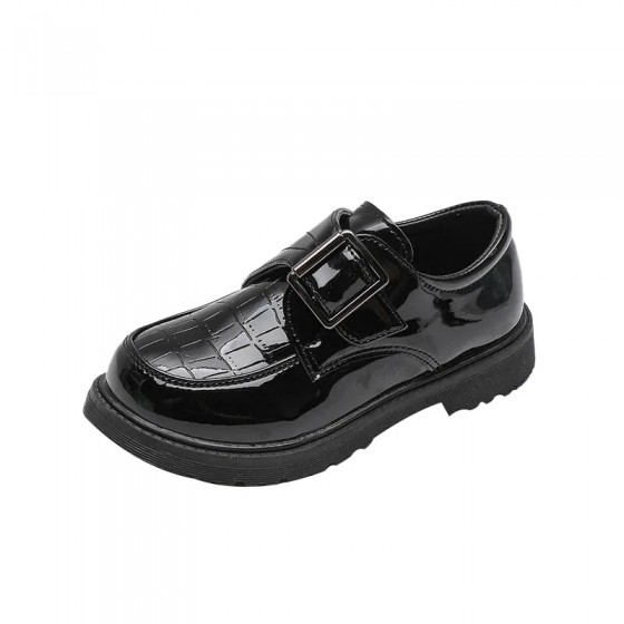 Black glossy leather non-slip girls shoes
