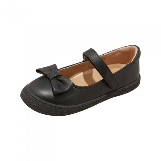 Soft leather bow decoration girls' shoes