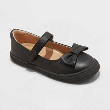 Soft leather bow decoration girls' shoes