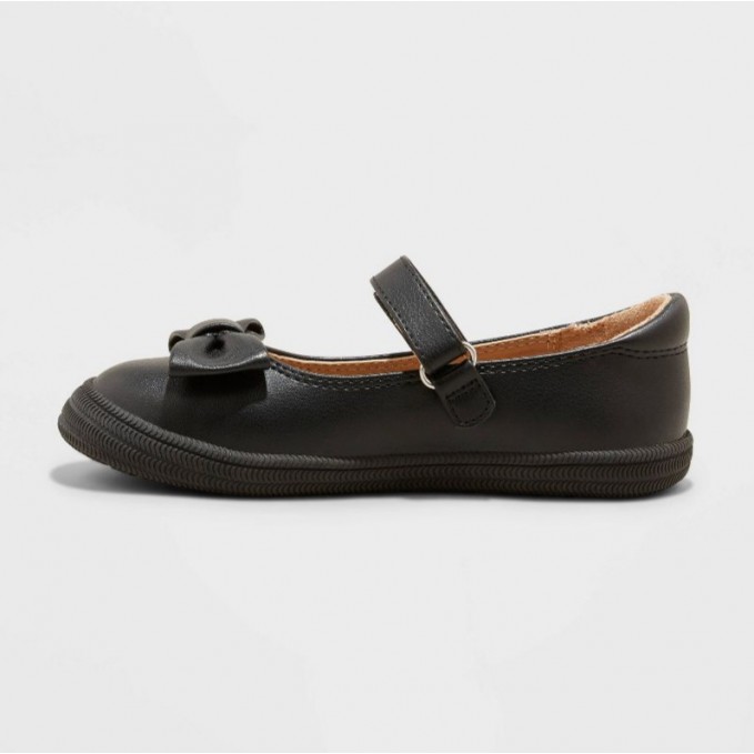 Soft leather bow decoration girls' shoes