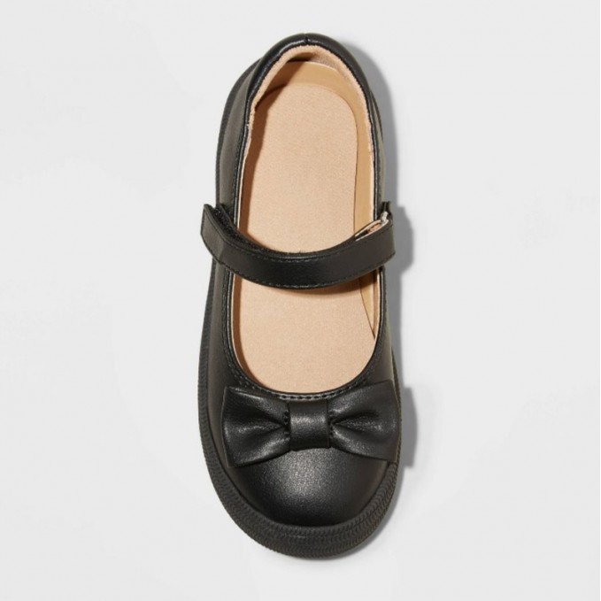 Soft leather bow decoration girls' shoes