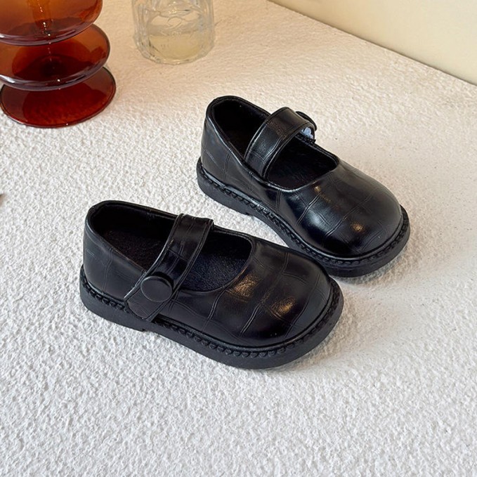 Fashion crocodile pattern leather soft sole girls shoes
