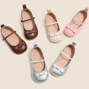 High quality soft bottom non-slip girls' leather shoes