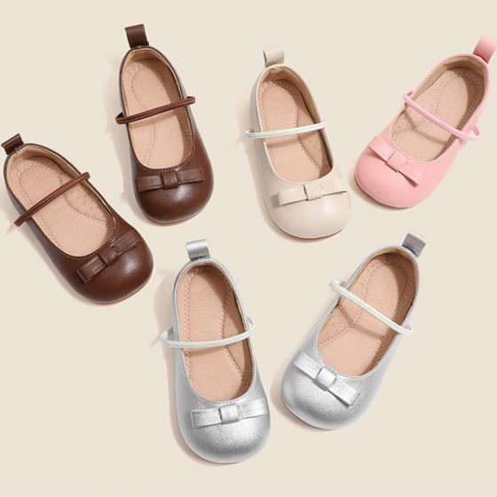 High quality soft bottom non-slip girls' leather shoes