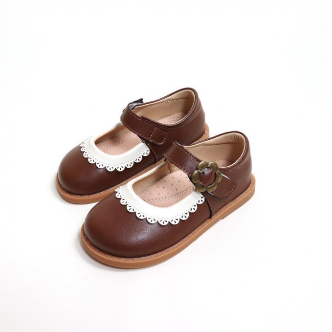 Elegant non-slip soft-soled girls' leather shoes