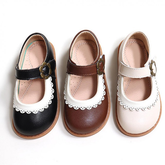 Elegant non-slip soft-soled girls' leather shoes
