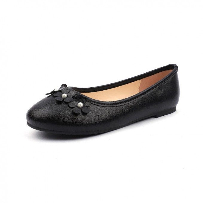 Simple soft bottom non-slip girls' leather shoes