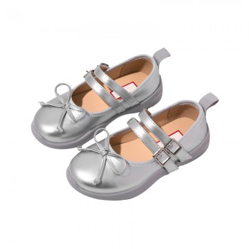 Bow tie wide toe non-slip girls' leather shoes