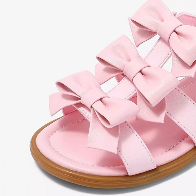 Bow detail non-slip soft sole girls sandals