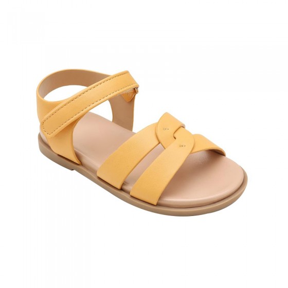Cross-woven open-toe flat girls sandals