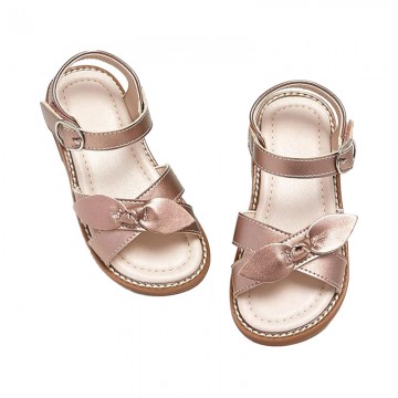Bow embellished open toe flat sandals for girls