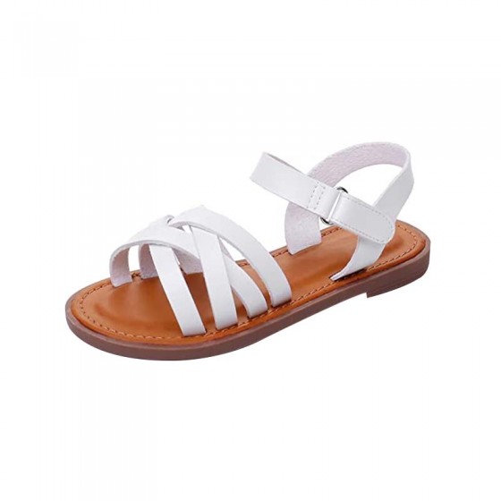 Girls' cross strap open toe flat sandals