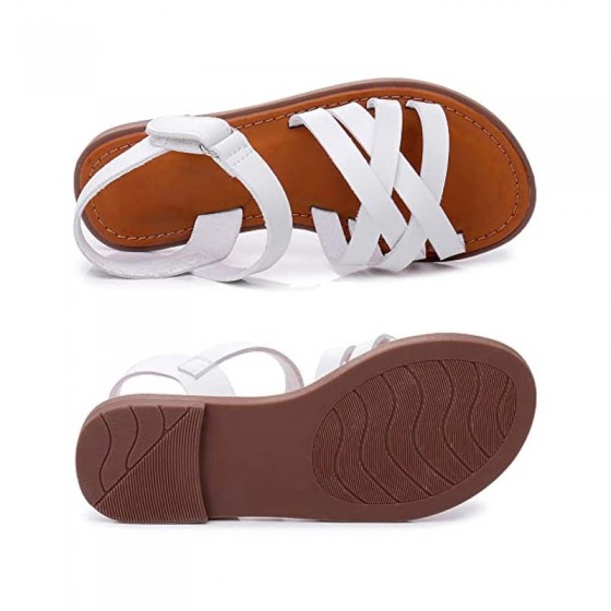 Girls' cross strap open toe flat sandals