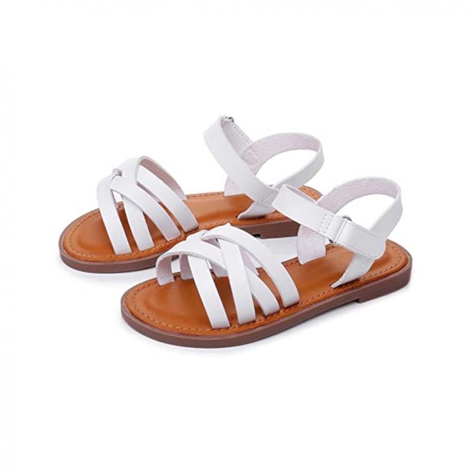 Girls' cross strap open toe flat sandals