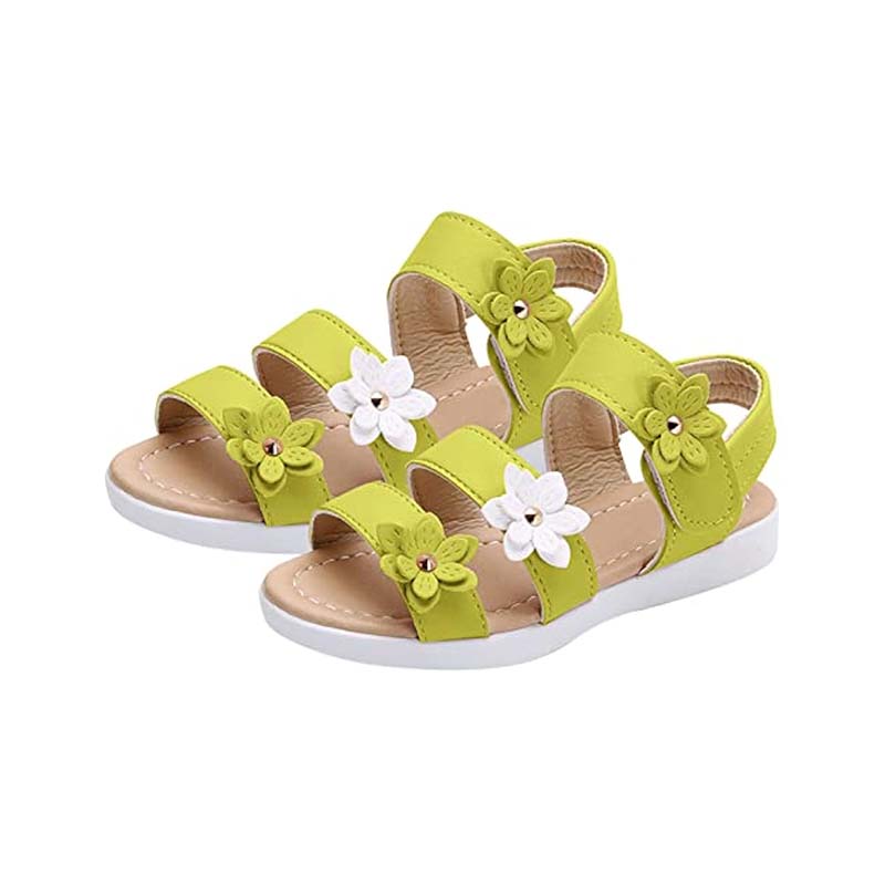 Girls' open toe platform sandals with floral decoration