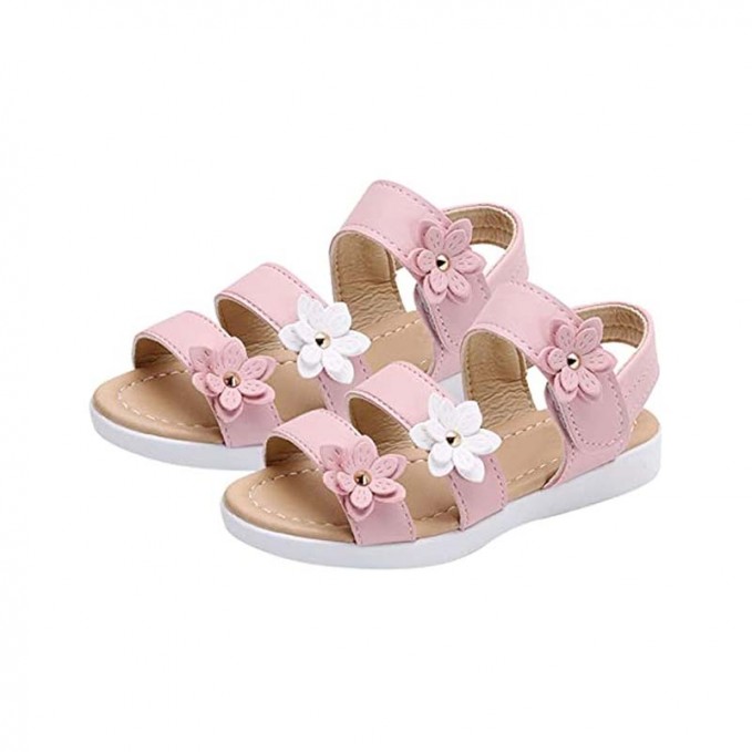 Girls' open toe platform sandals with floral decoration