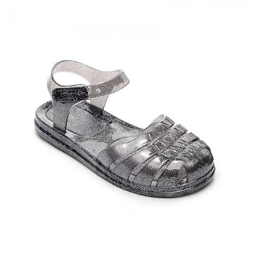 Soft transparent black flat sandals for girls