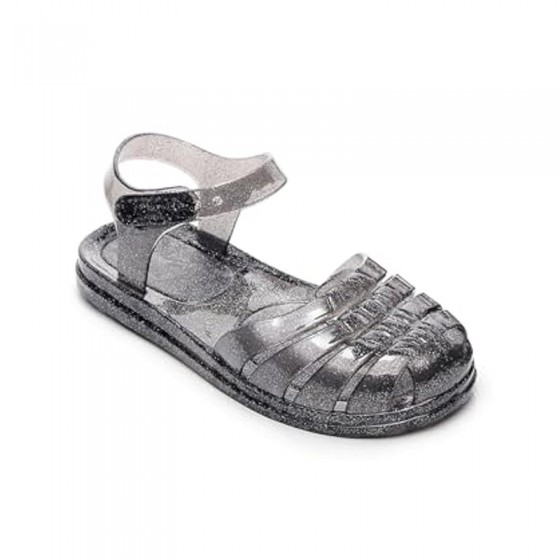 Soft transparent black flat sandals for girls