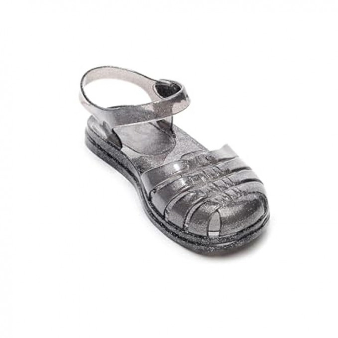 Soft transparent black flat sandals for girls