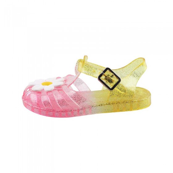 Floral decorated gradient breathable flat sandals for girls
